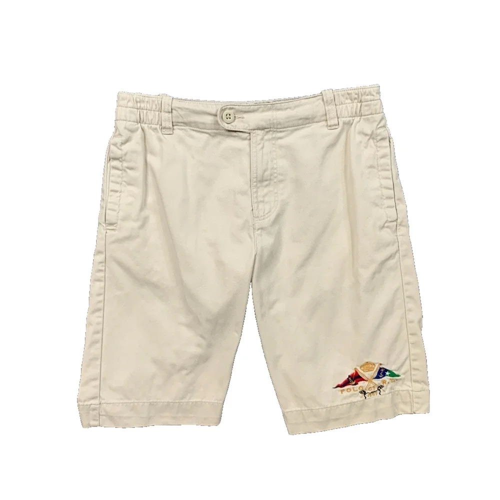 Polo Ralph Lauren Shorts Boys 16 Khaki Cotton 10 Inch Embroidered Classic Chino